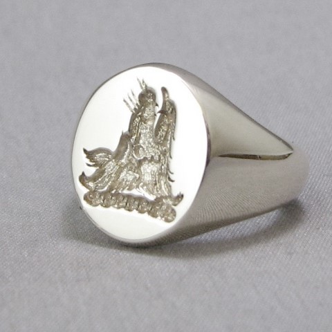 Bores head crest trade engraved signet ring