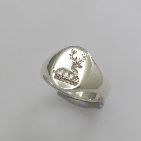 stag or deer crest trade price signet ring