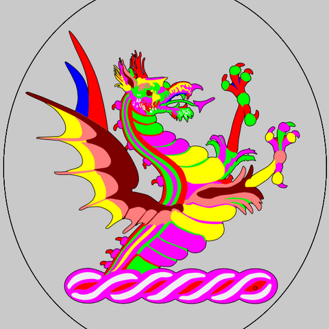 Trade crest engraving demi dragon with wings